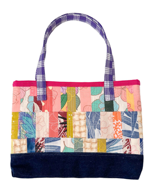 Small Patchwork/Purple Palaka Tote Bag