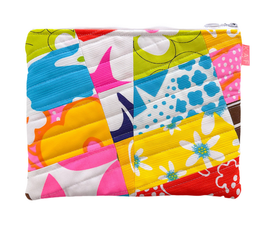 Vintage fabric quilt zip bag