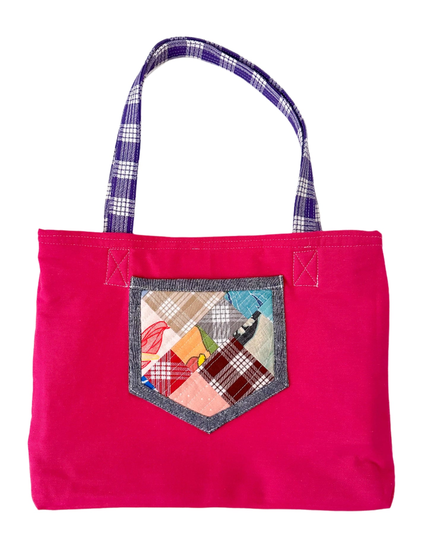 Small Patchwork/Purple Palaka Tote Bag