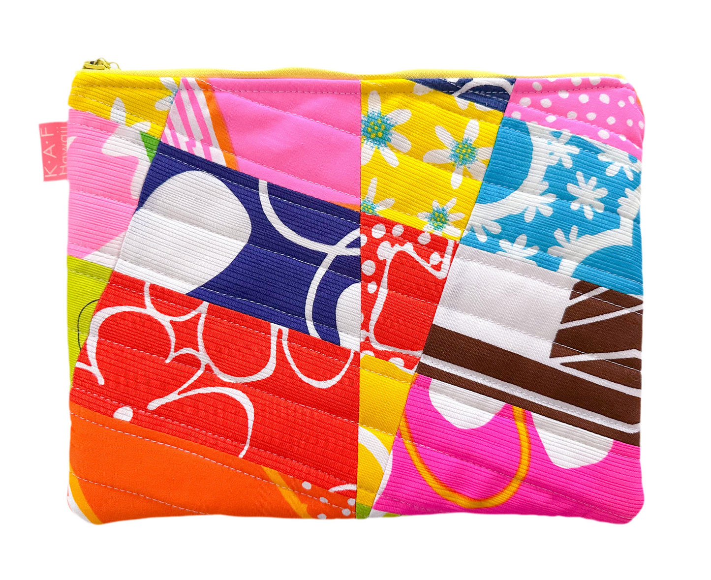 Vintage fabric quilt zip bag