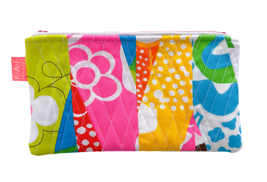 Vintage fabric quilt zip bag