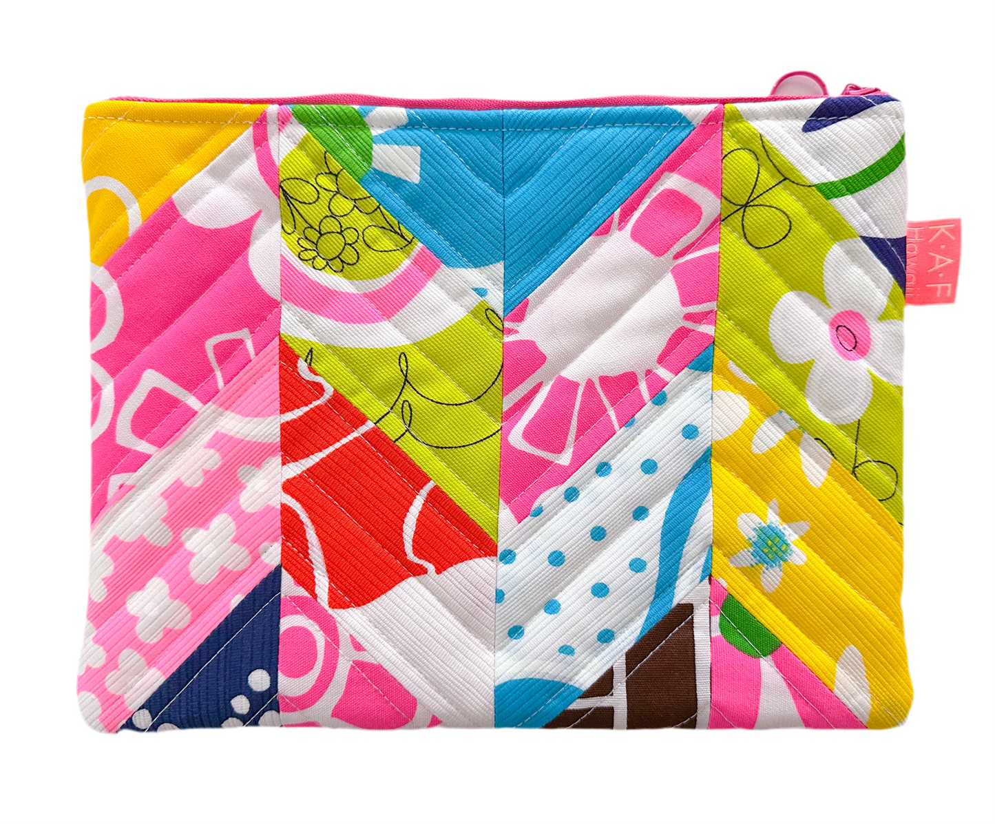 Vintage fabric quilt zip bag