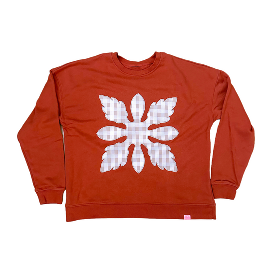 Rust/Beige Ginger Hawaiian Quilt Patch Sweatshirt XL