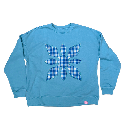 Teal/Drk Teal Ginger Hawaiian Quilt Patch Sweatshirt XL