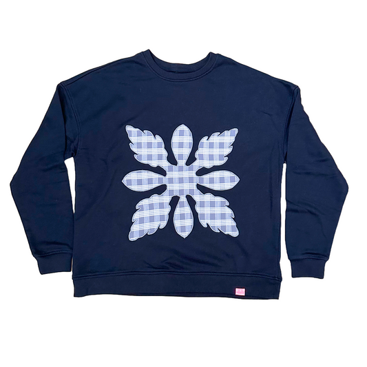 Black/Gray Ginger Hawaiian Quilt Patch Sweatshirt XL