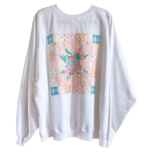 White Ke Ola Quilt Co. Quilted Star Patchwork Sweatshirt Size 5XL